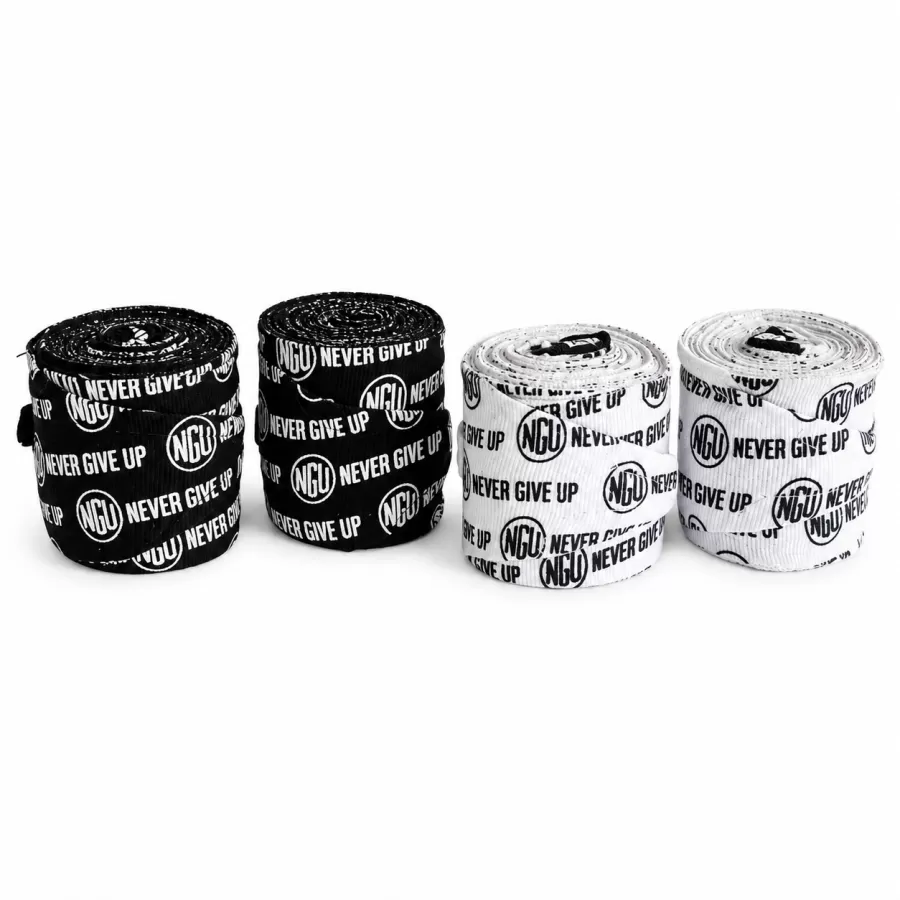 Elastic poli/cotton hand wraps with "Never Give Up" print, 4.5 m
